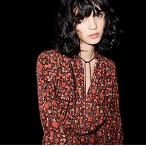 The Kooples sunrise silk floral blouse XS